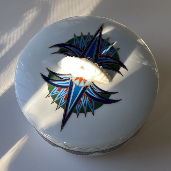 VTG Elizabeth Arden Treasures of the Pharaohs Porcelain Trinket Dish Holder MCM - Picture 11 of 14